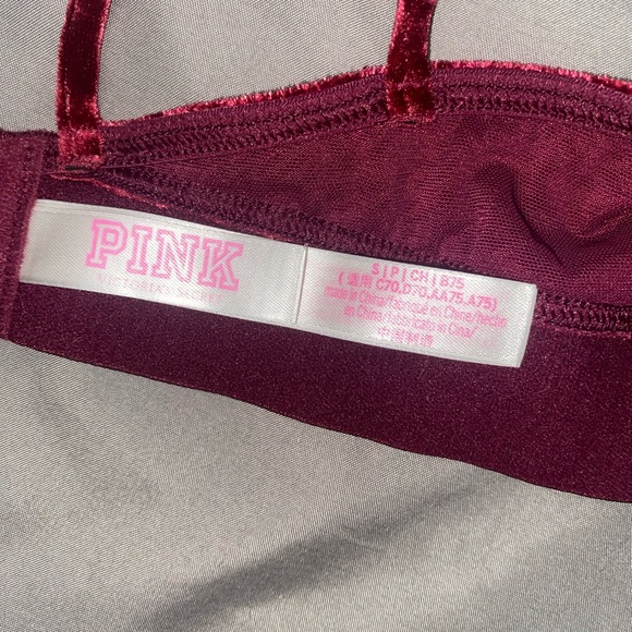 Victoria’s secret PINK Burgundy Velvet Bralette and Panty Set S - Picture 4 of 5